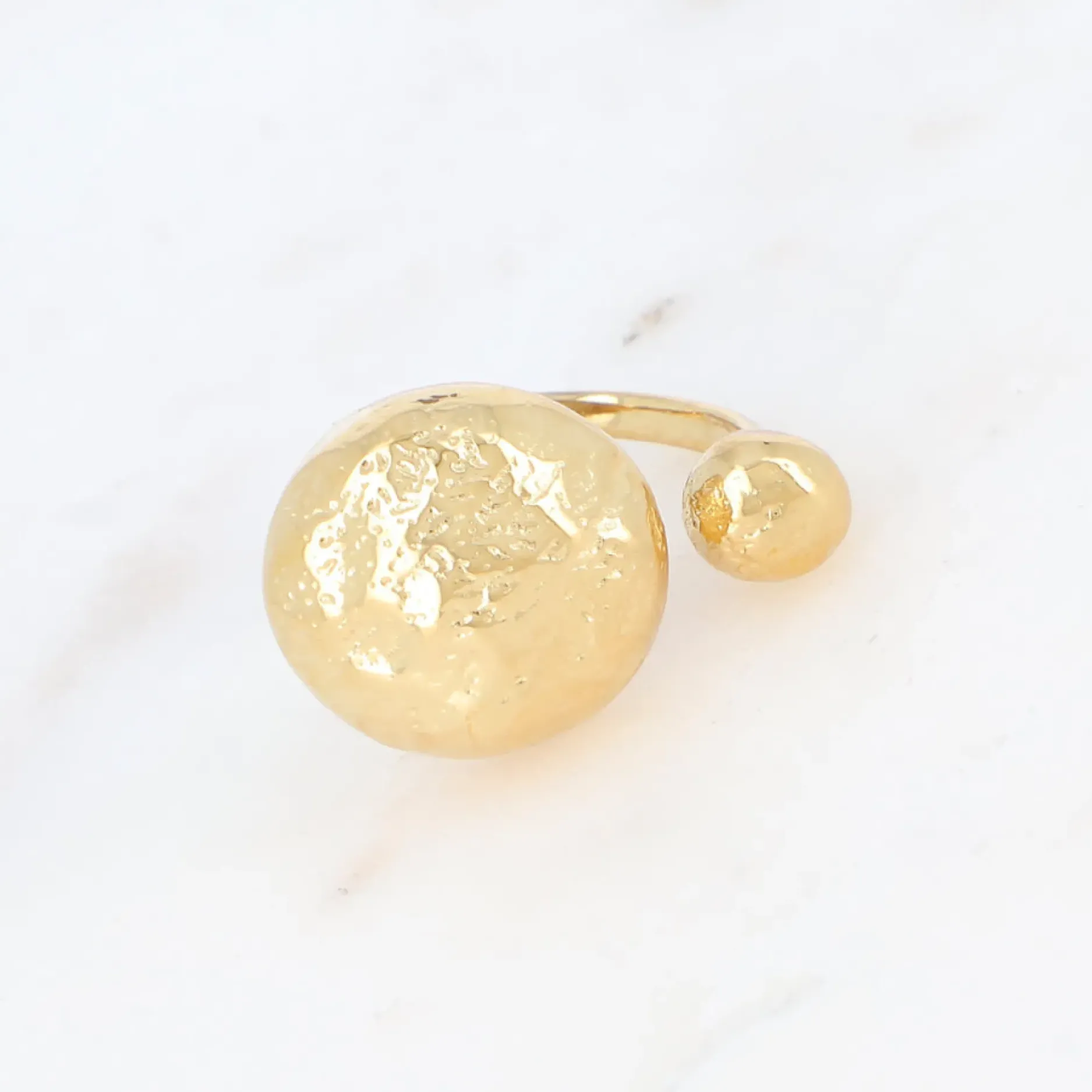 Fashion HippieChic Bague avec 2 Pièces Martelées