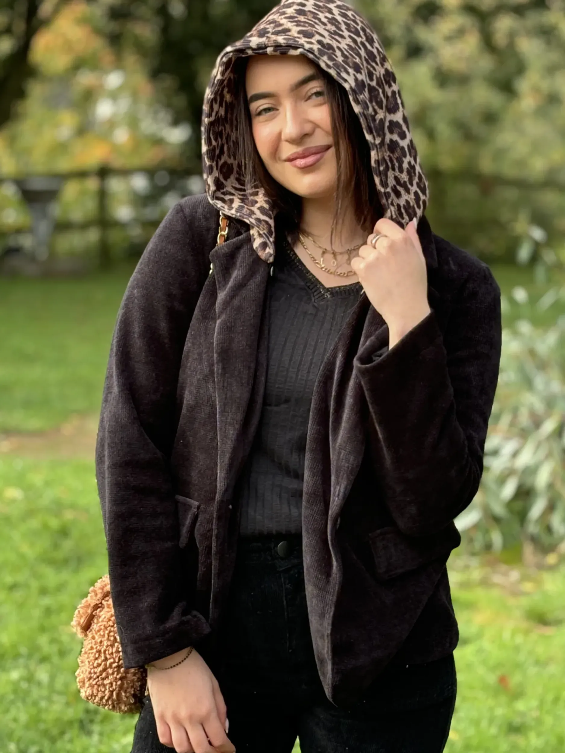 Outlet HippieChic Blazer Velours Capuche Léo