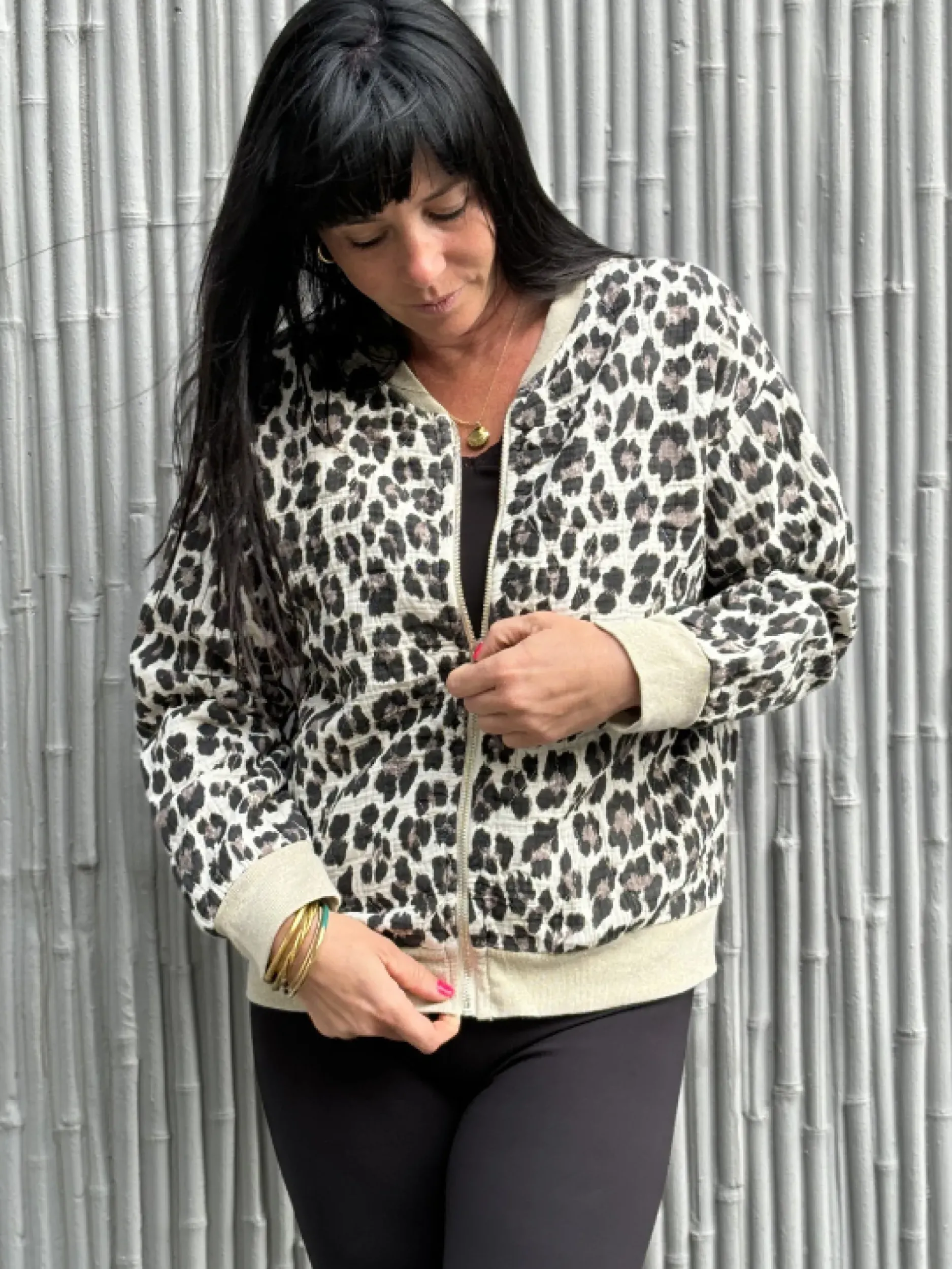 Online HippieChic Bombers Gaze de Coton Léopard