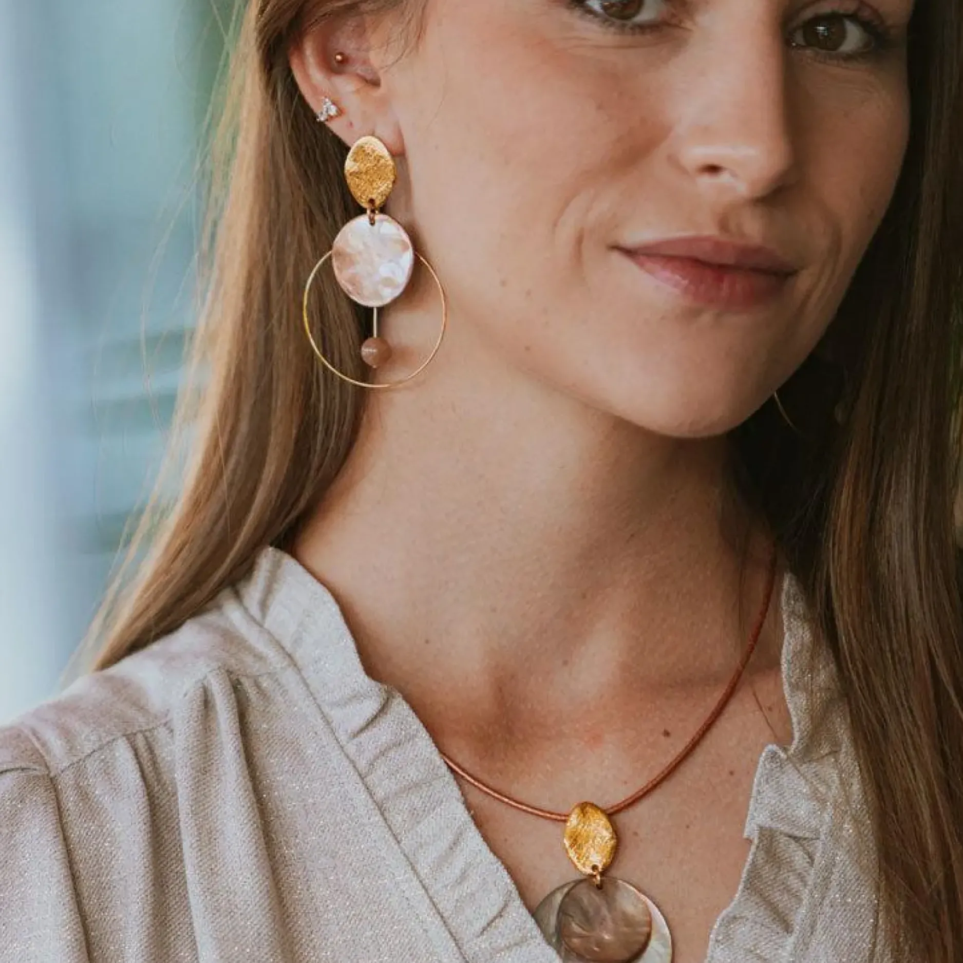 Store HippieChic Boucles d'Oreilles Nacres Uma