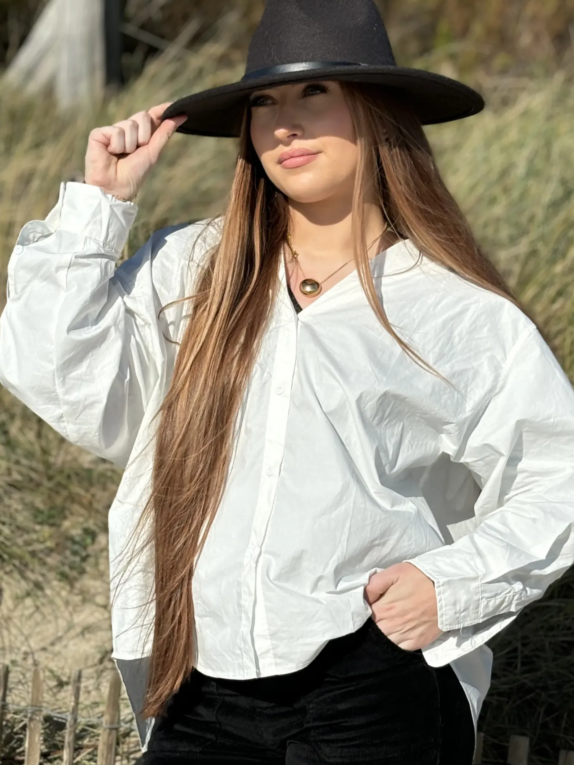 Fashion HippieChic Chemise Blanche en Coton