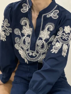 Flash Sale HippieChic Chemise Brodée Col Mao