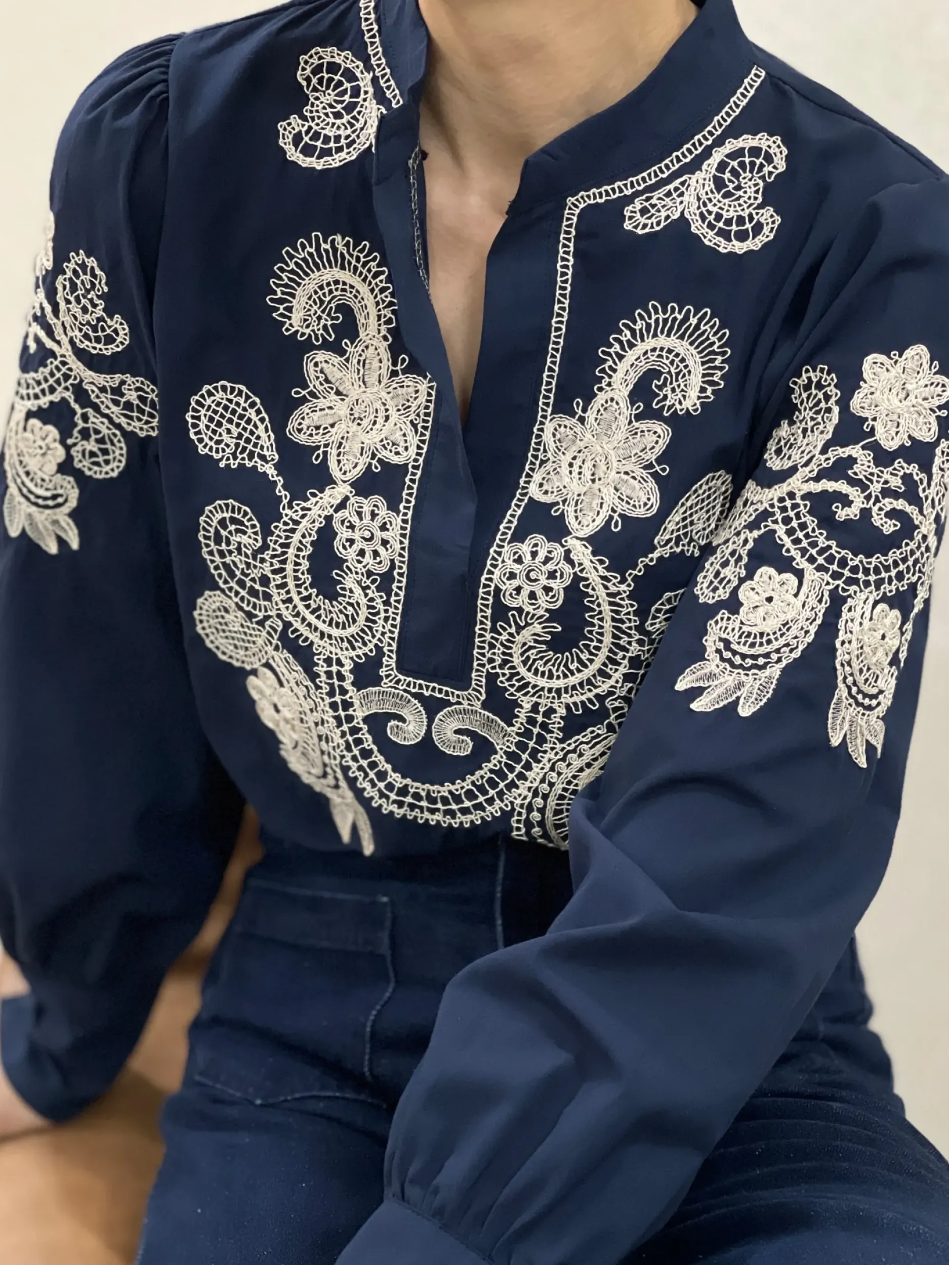 Flash Sale HippieChic Chemise Brodée Col Mao