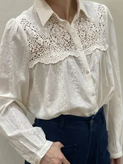 Sale HippieChic Chemise Broderie Anglaise avec Col