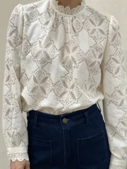 Hot HippieChic Chemise Dentelle Col Montant