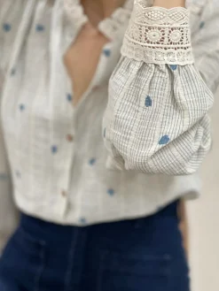 Online HippieChic Chemise Rayé Coeur Brodé