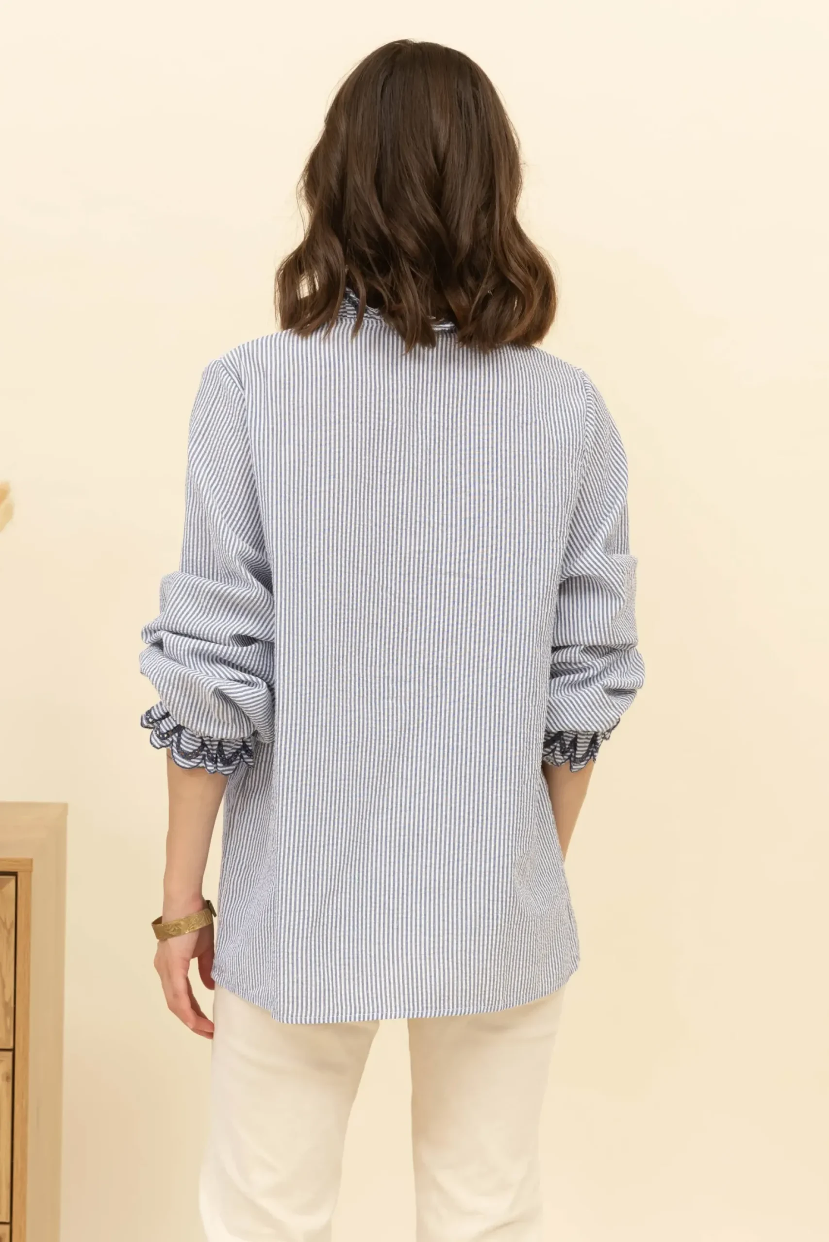 Shop HippieChic Chemise Rayée Détail Brodé