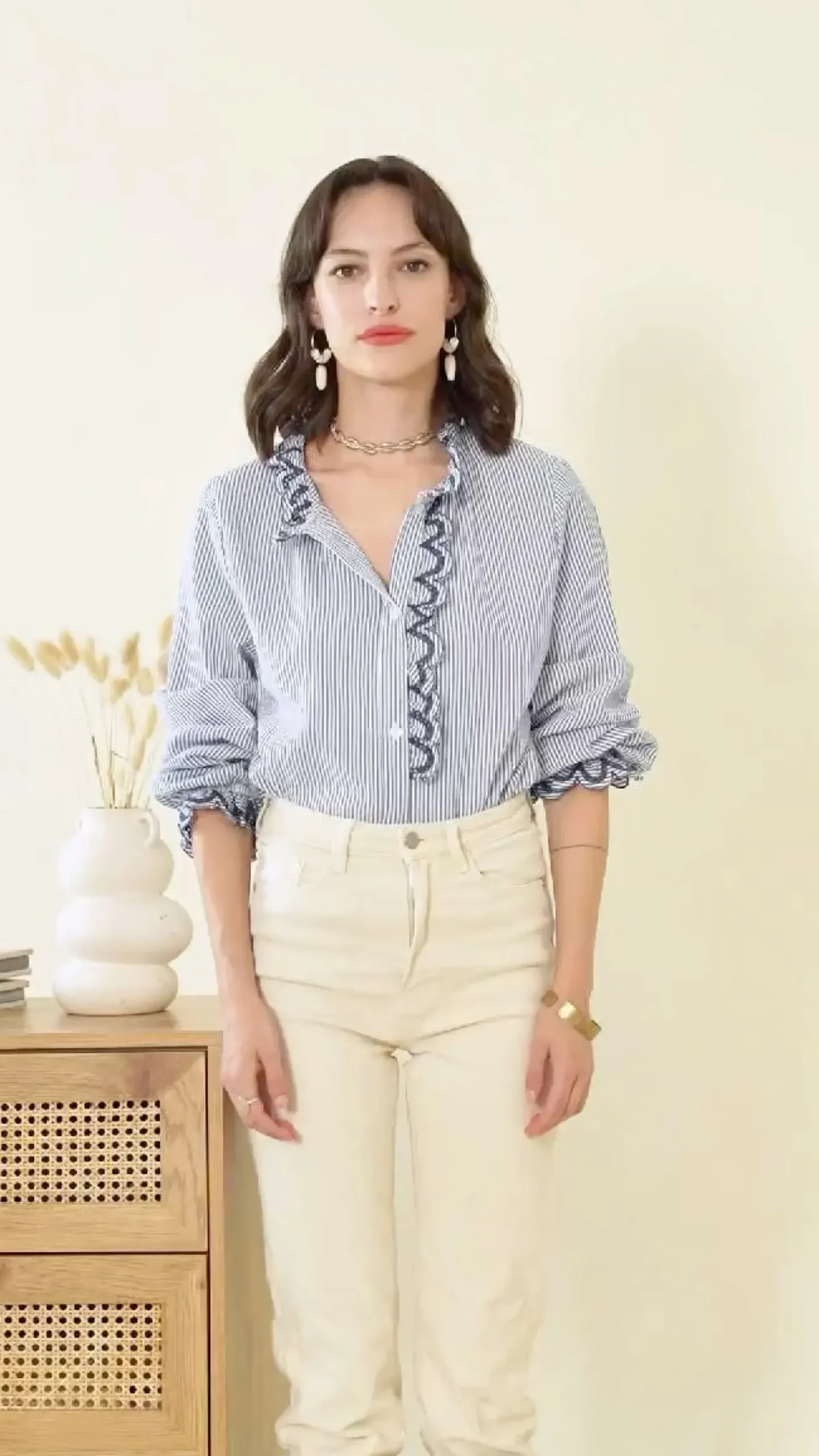 Shop HippieChic Chemise Rayée Détail Brodé