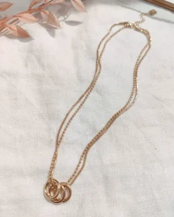 Store HippieChic Collier 3 Anneaux Doré