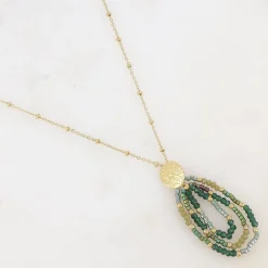 Store HippieChic Collier avec Pièce Martelée Vert