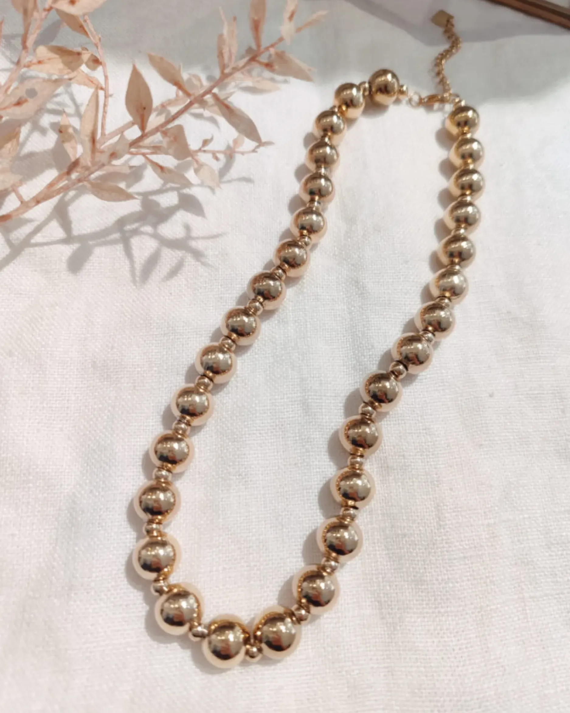 New HippieChic Collier Boules Doré