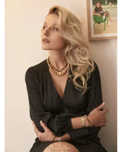 New HippieChic Collier Boules Doré