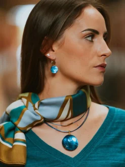 Cheap HippieChic Collier Cuir Fin Nacre Bleue