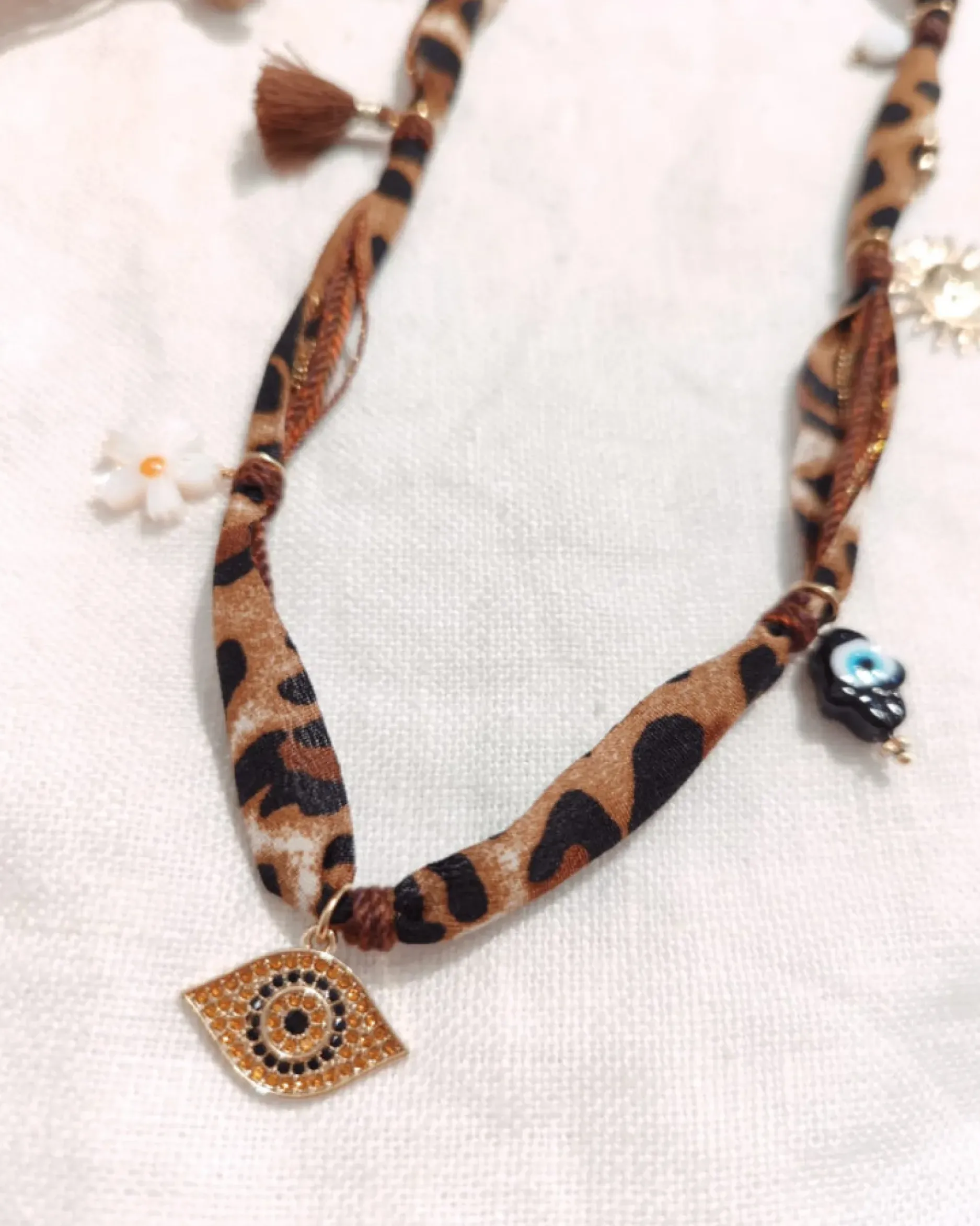 Discount HippieChic Collier Léopard Oeil Strass