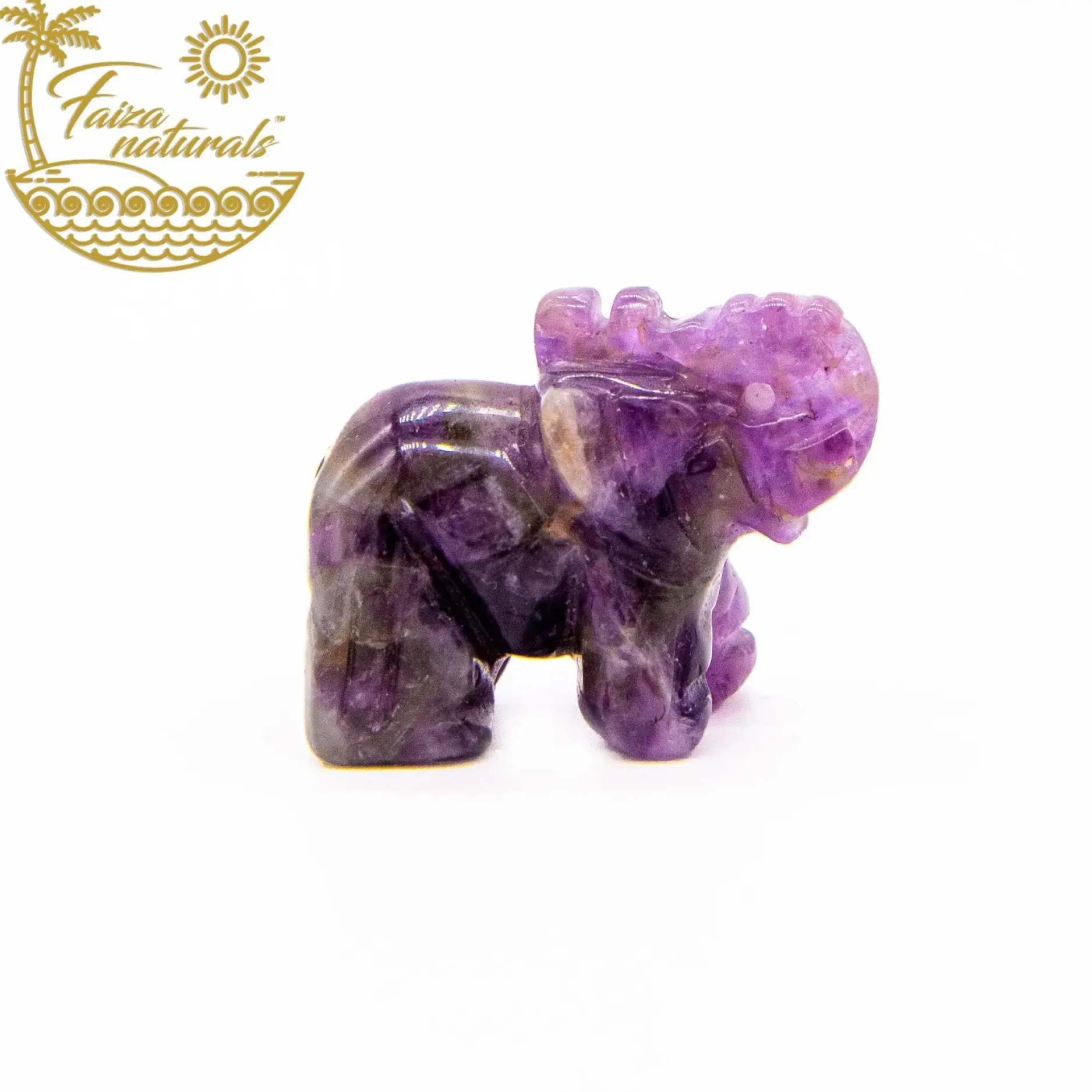 Fashion HippieChic Figurine en cristal d'éléphant en améthyste (sculptée à la main)