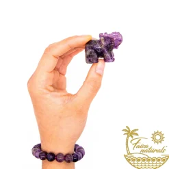 Fashion HippieChic Figurine en cristal d'éléphant en améthyste (sculptée à la main)