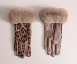 Fashion HippieChic Gants Fourrure Léopard