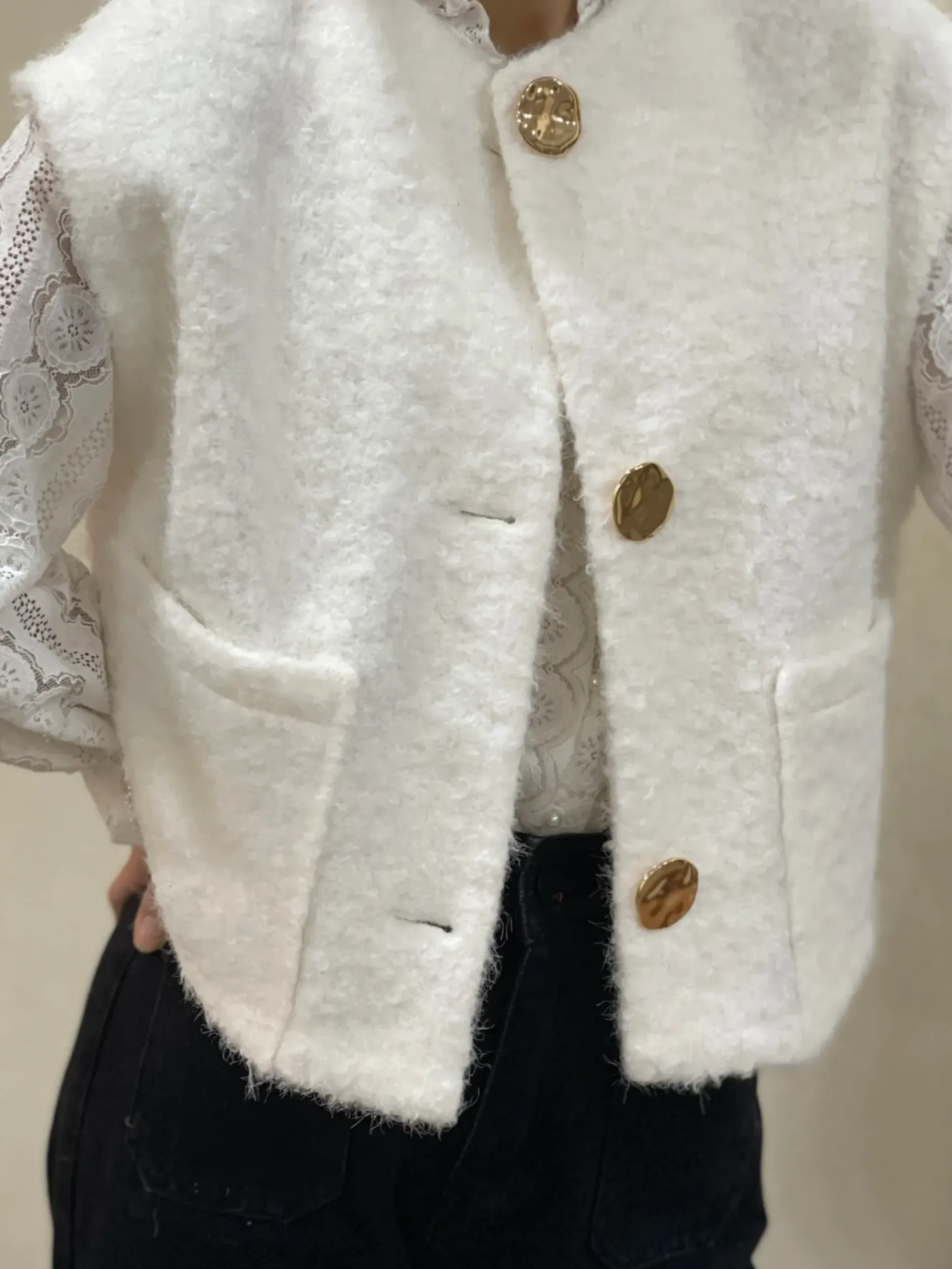 Hot HippieChic Gilet sans Manches Poches Bouclettes