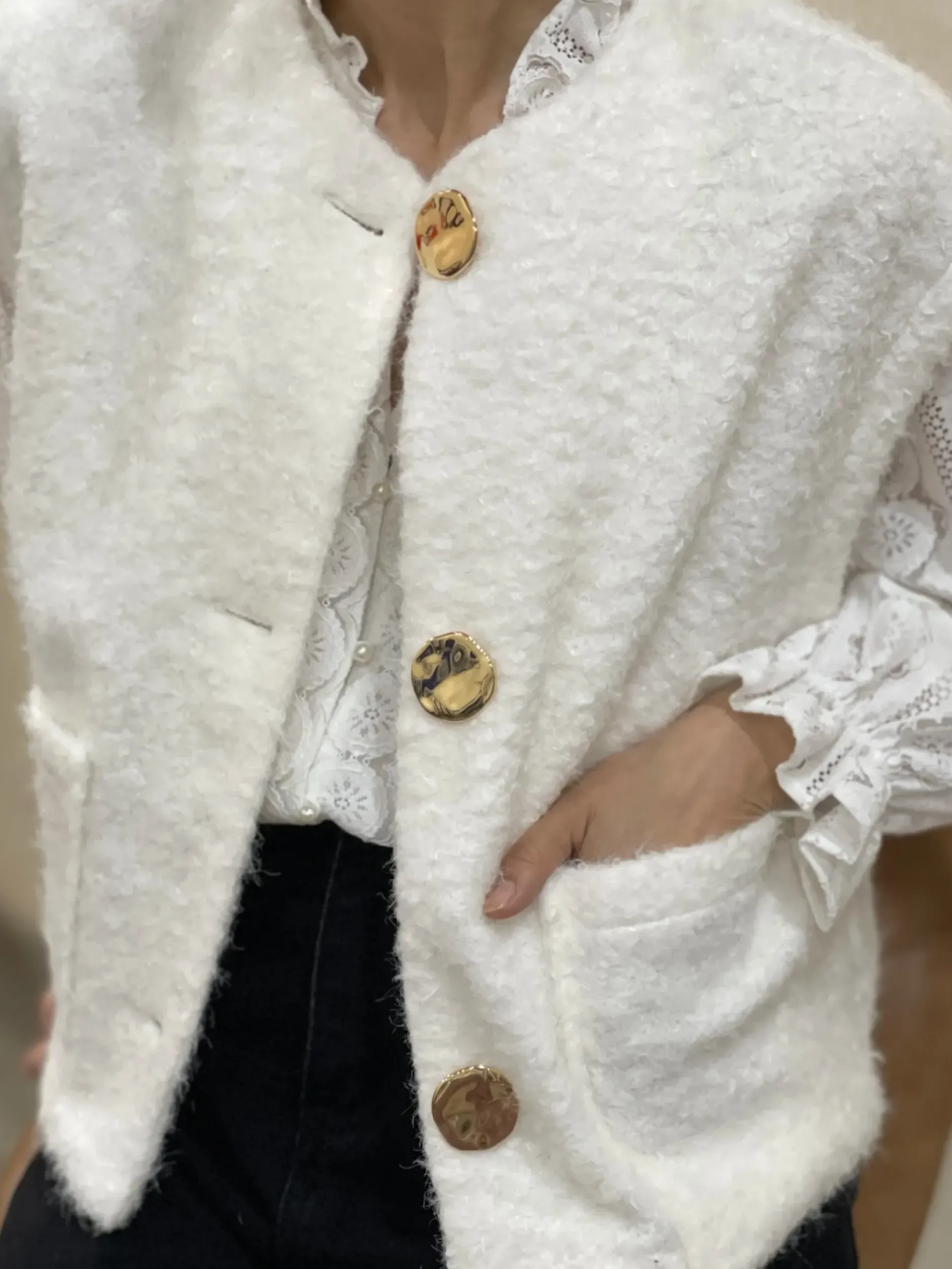 Hot HippieChic Gilet sans Manches Poches Bouclettes