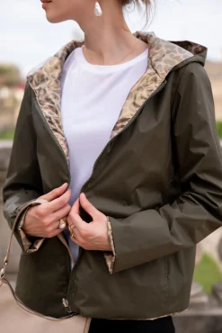 Clearance HippieChic Imperméable court et réversible léger Kaki