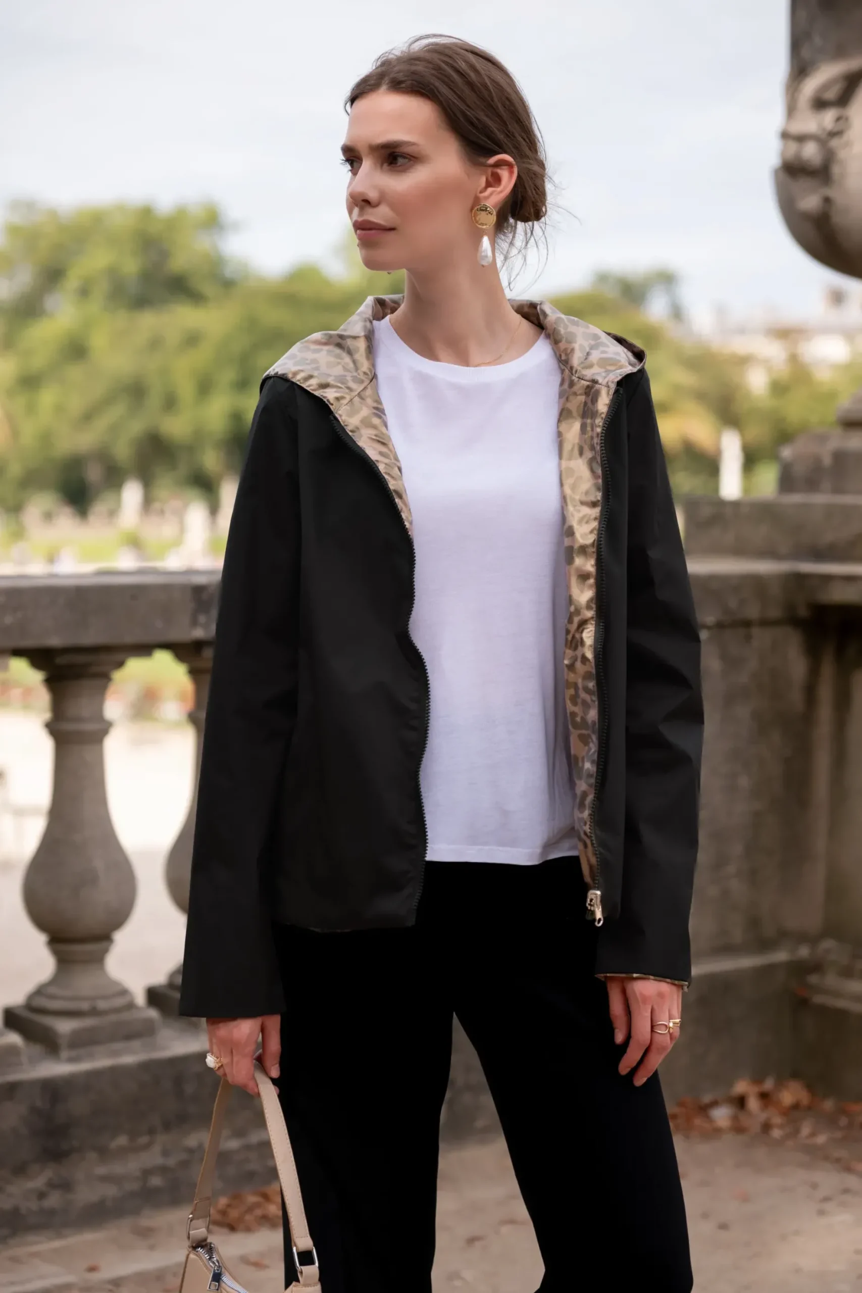 Clearance HippieChic Imperméable court et réversible léger Kaki