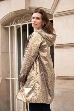 Cheap HippieChic Imperméable Réversible Léopard Noir