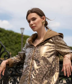 Cheap HippieChic Imperméable Réversible Léopard Noir