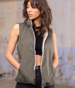 Flash Sale HippieChic Imperméable sans Manches Réversible du 44 au 48 Kaki