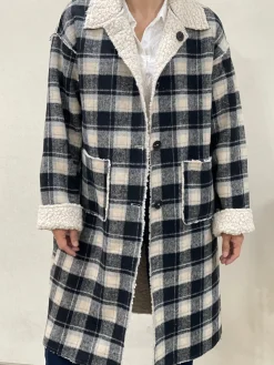 Best HippieChic Manteau à Carreaux Bouclette