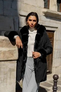 New HippieChic Parka à Capuche avec Fourrure