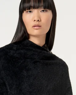 New HippieChic Poncho Tricot Fourrure Noir