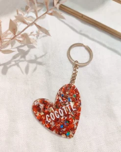 Shop HippieChic Porte Clé Résine Paillette Multicolore