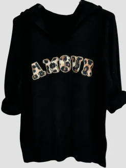 Cheap HippieChic Pull Capuche Amour Léopard