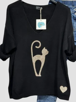 Flash Sale HippieChic Pull Cat Coeur