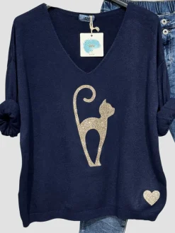 Flash Sale HippieChic Pull Cat Coeur