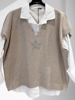 Cheap HippieChic Pull Chemise sans Manches Star