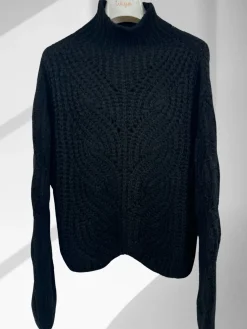 Shop HippieChic Pull Crochet Col Montant