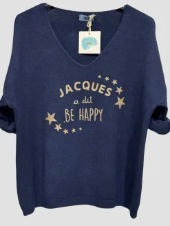 New HippieChic Pull Jacques à dit "be Happy"