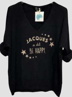 New HippieChic Pull Jacques à dit "be Happy"