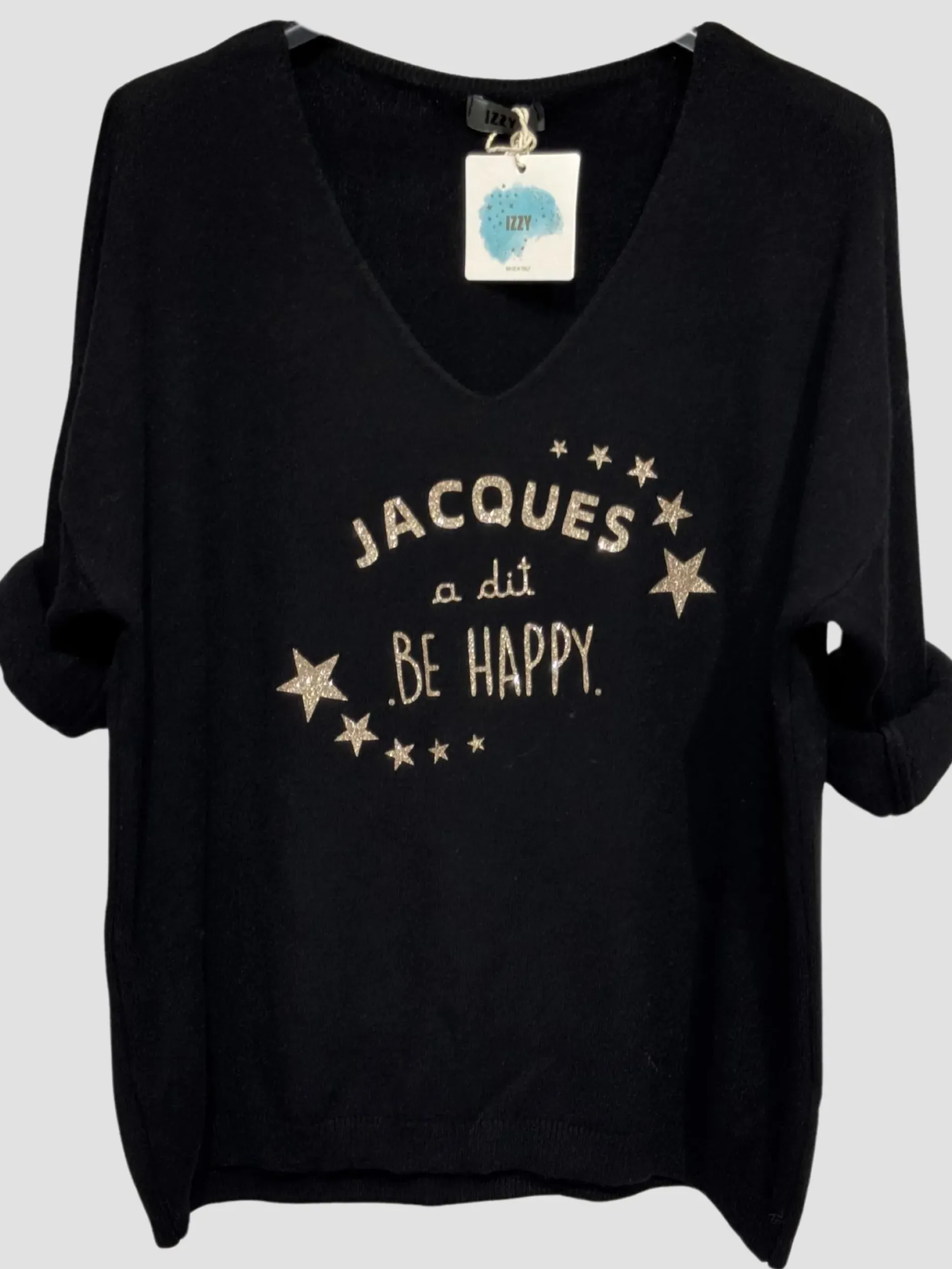 New HippieChic Pull Jacques à dit "be Happy"