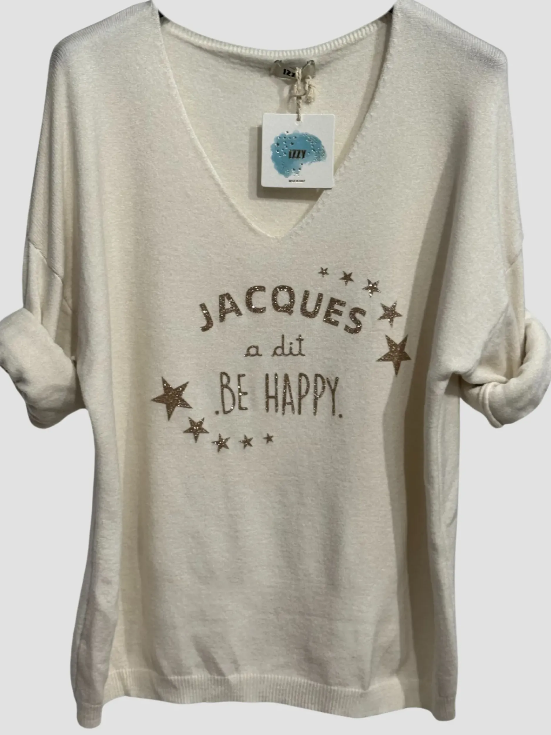 New HippieChic Pull Jacques à dit "be Happy"