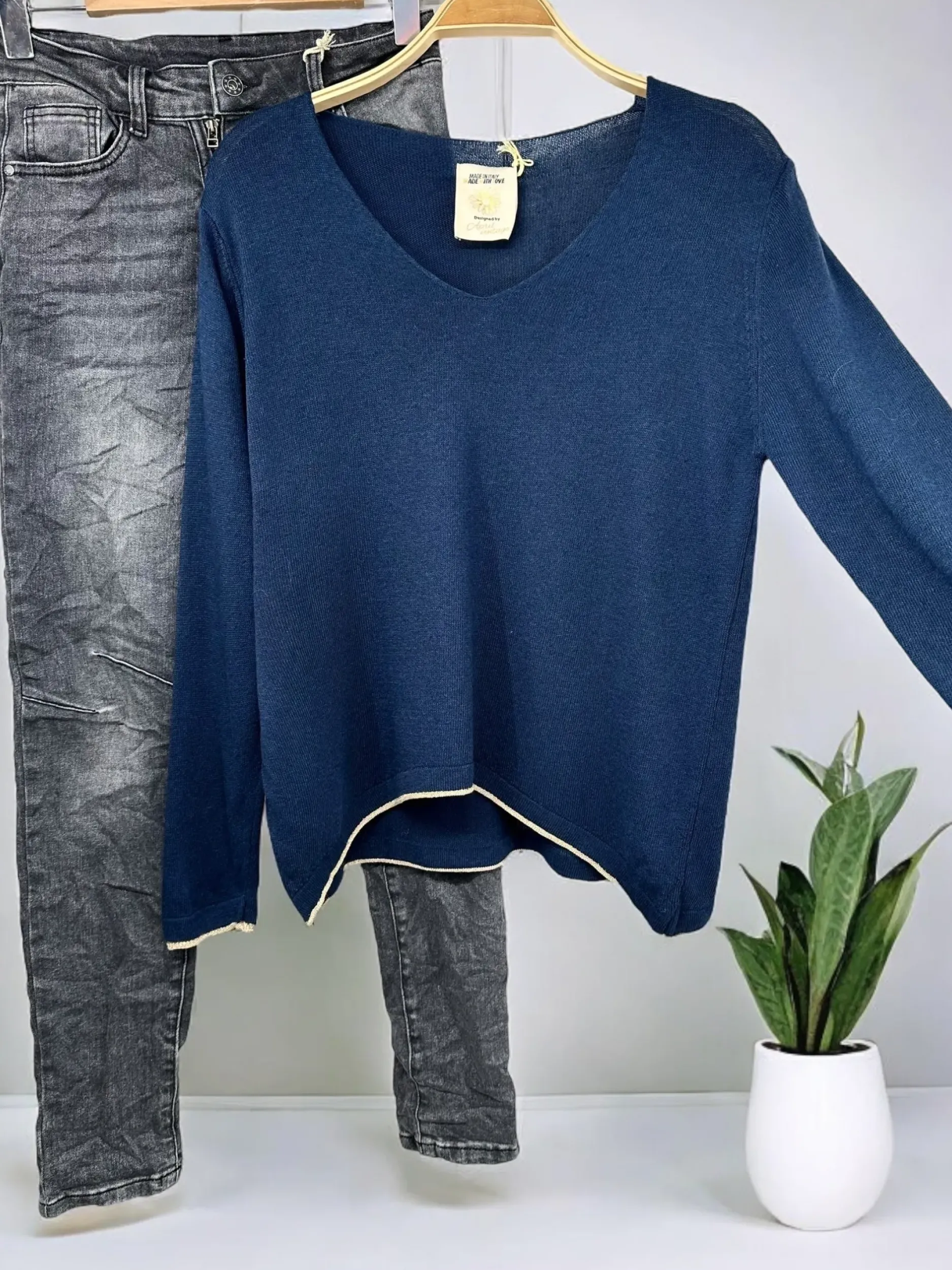 Cheap HippieChic Pull maille fine Enora Marine