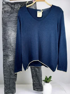 Cheap HippieChic Pull maille fine Enora Marine