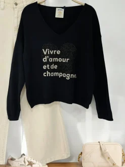 Discount HippieChic Pull "Vivre d'Amour et de champagne"