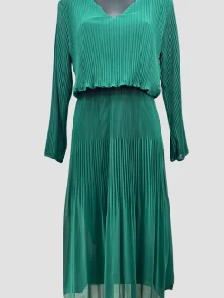 Best HippieChic Robe Plissée Unie VertPrintemps