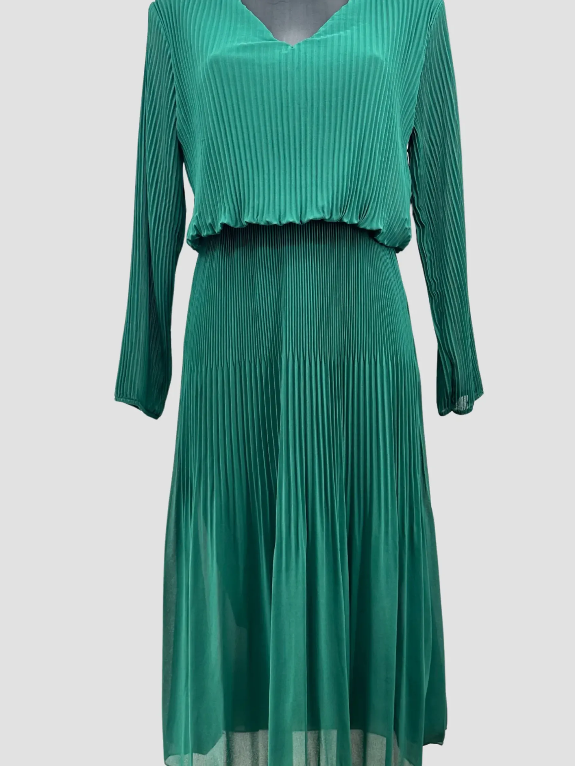 Best HippieChic Robe Plissée Unie VertPrintemps