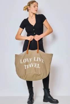 Cheap HippieChic Sac de Voyage "Love Live Travel" Kaki