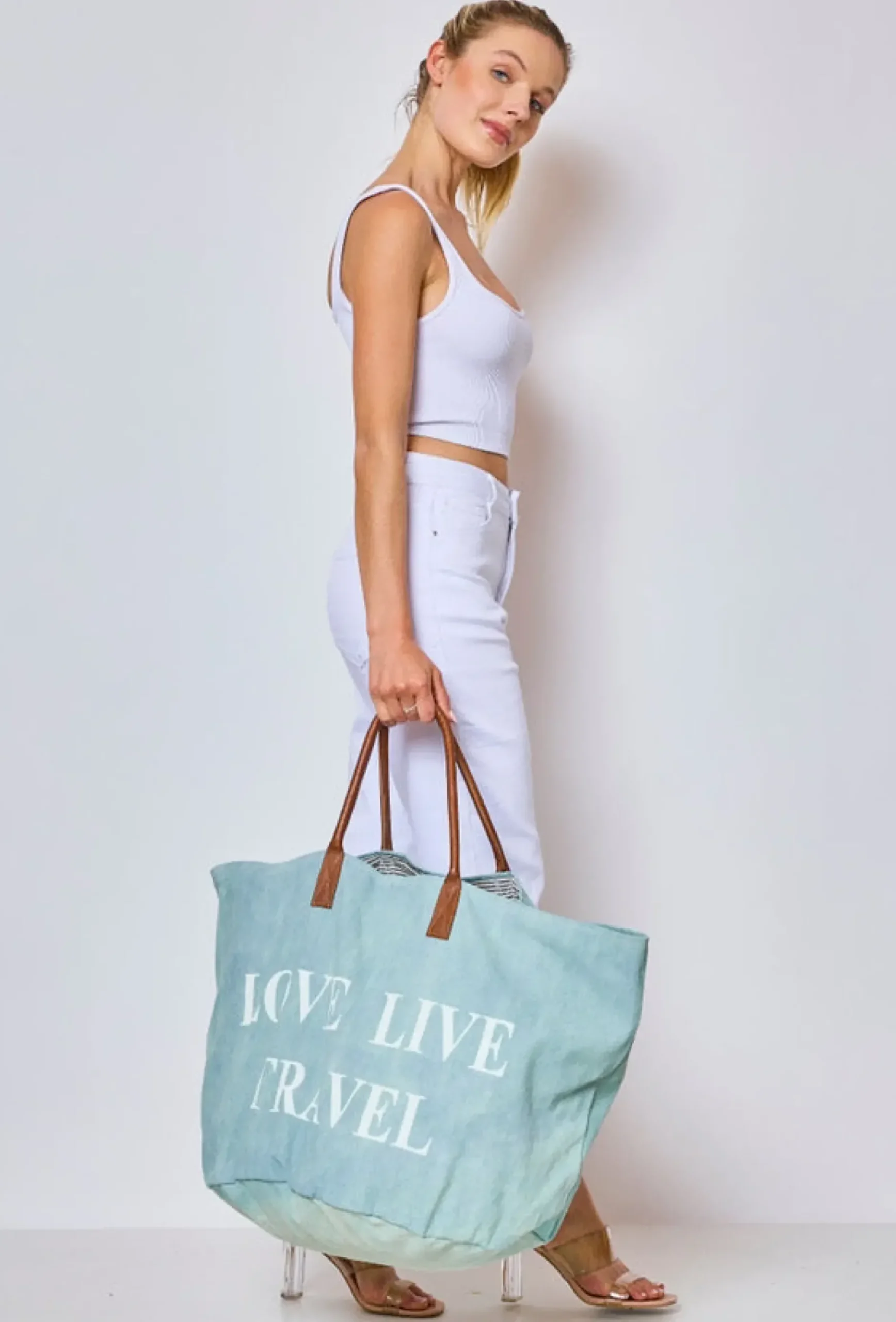 Cheap HippieChic Sac de Voyage "Love Live Travel" Kaki