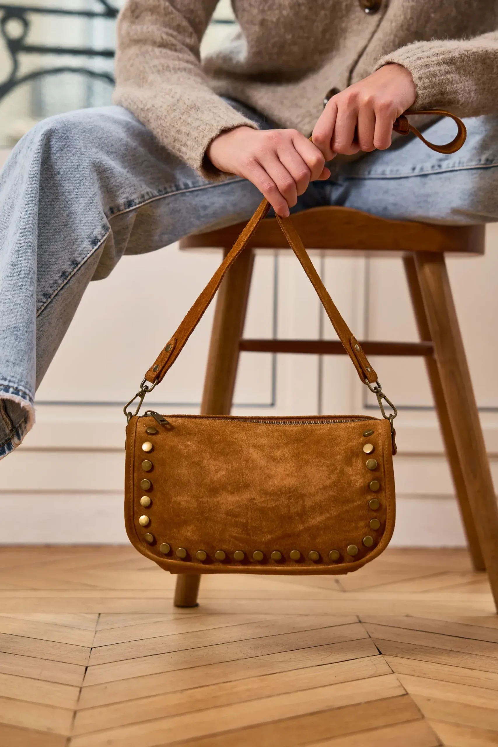 Best Sale HippieChic Sac en Cuir Suédé Camel