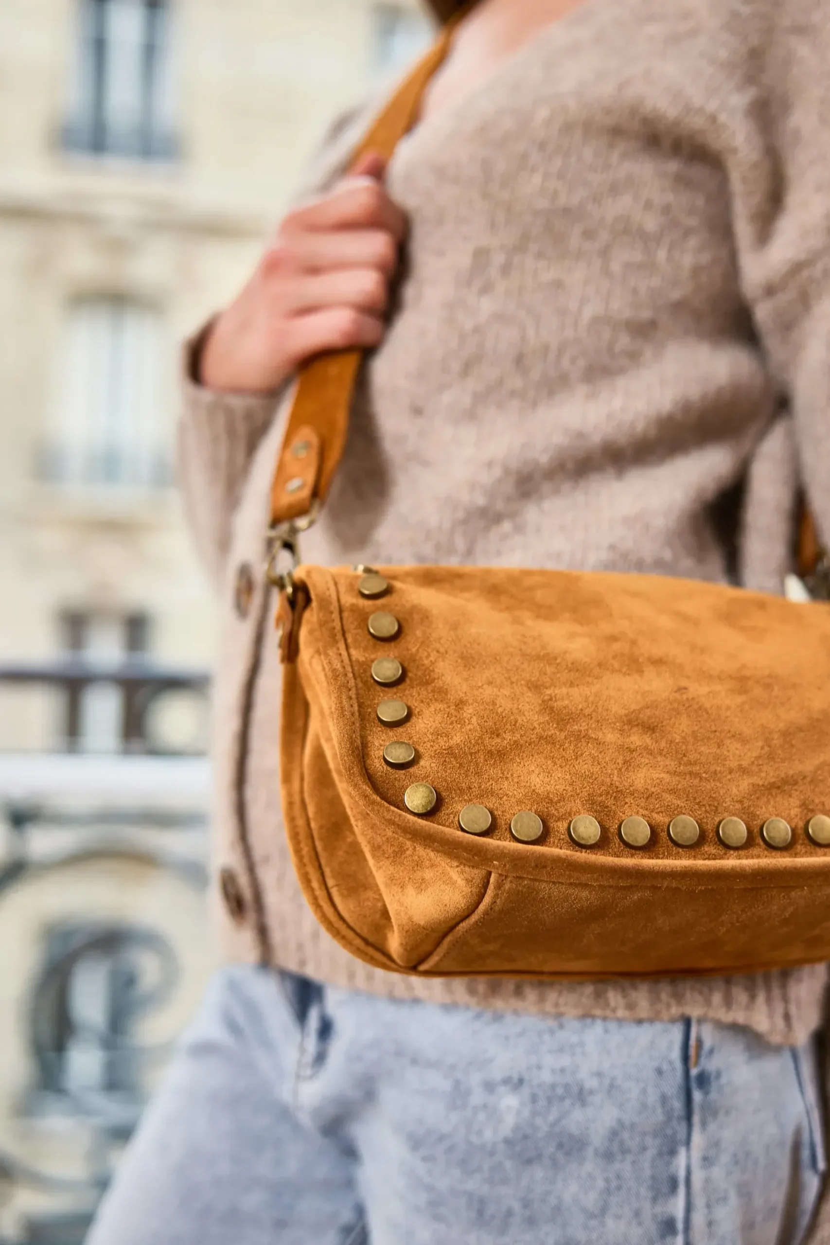 Best Sale HippieChic Sac en Cuir Suédé Camel
